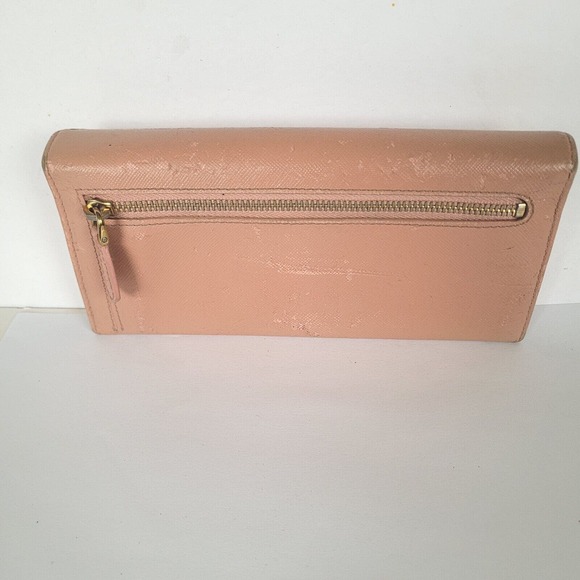 PRADA Saffiano Fiocco Orchidea Wallet Clutch Large Light Pink Envelope Bow Fair - Picture 3 of 15